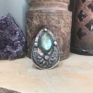 Labradorite and Copper large Statement Ring